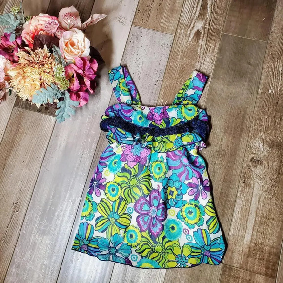 Pogo Club of NY Floral Tank Top Sequin Blouse Girl's Size Medium (7/8) - Picture 1 of 12